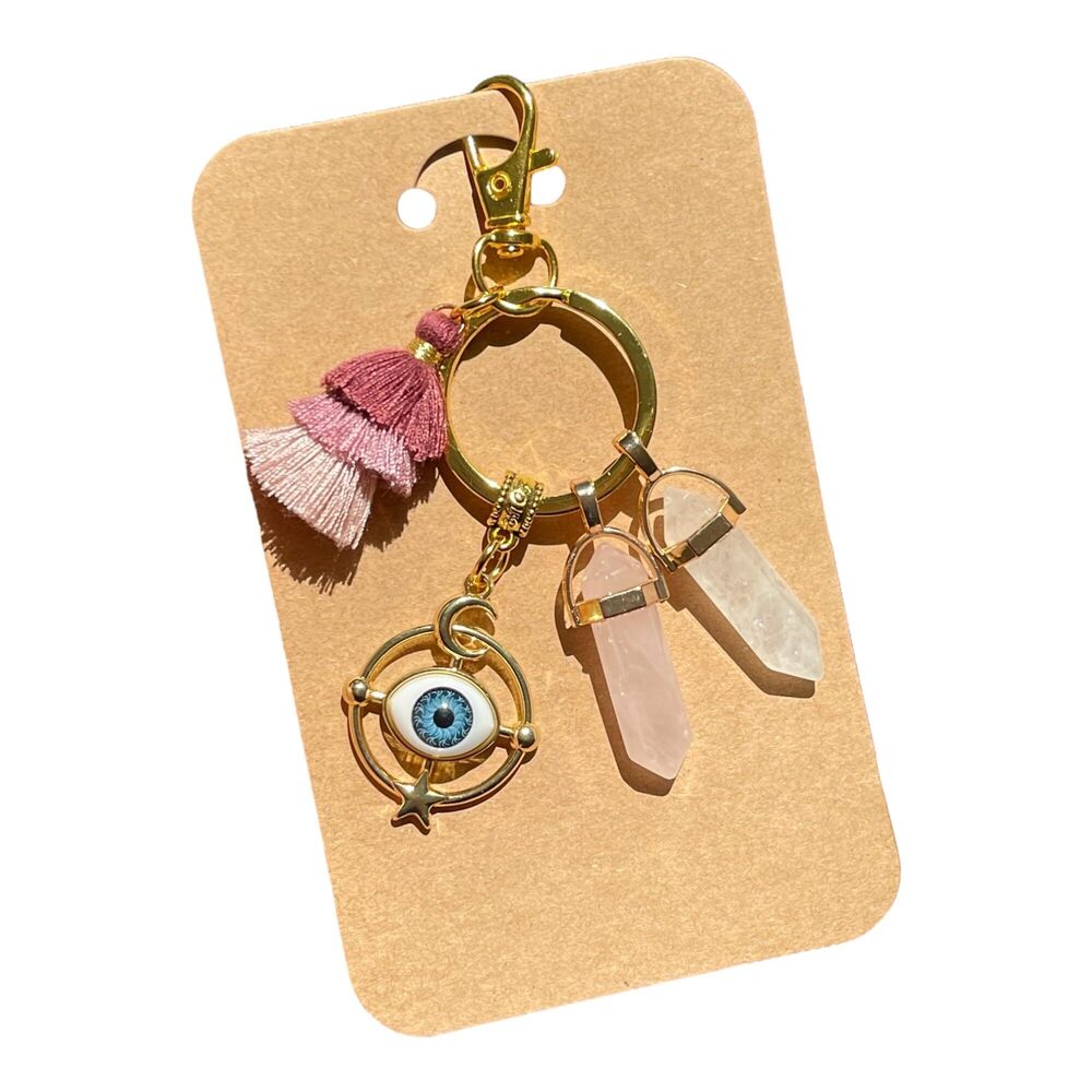 3718 LOVE & SPIRITUAL HEALING, Crystal Bag Charm, Bohemian Keychain, Boho
